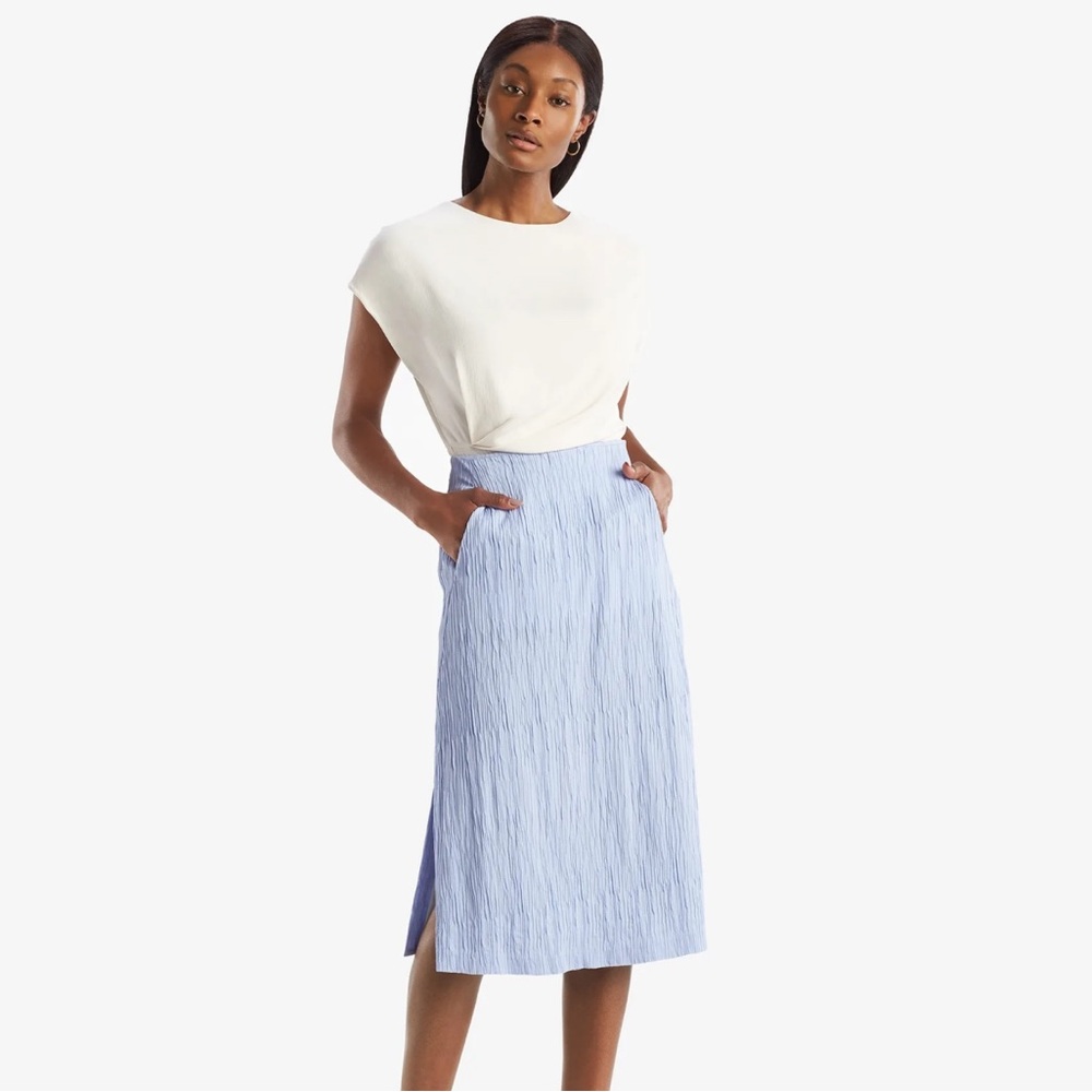 MM Lafleur The Willoughby Skirt - Pleated Jersey Size 16 in Chambray